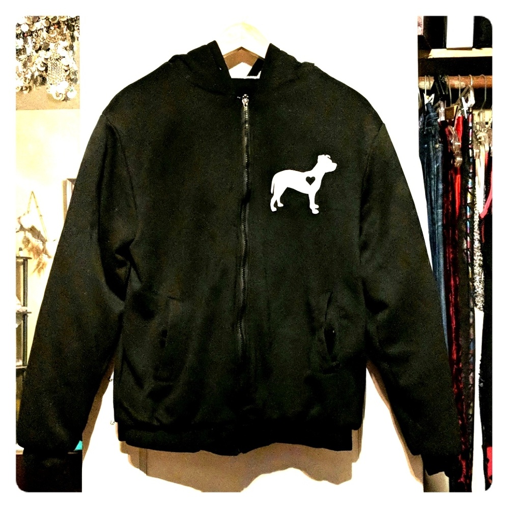 Black sherpa-lined pitbull lover hoodie